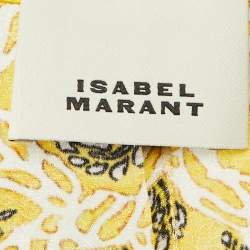 Pre Owned قميص إيزابيل مارانت حرير مطبوع أصفر مجعد مقاس صغير