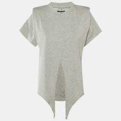 مملوكة مسبقًا Isabel Marant Grey Cotton Belita Front Tie Detail Top XS