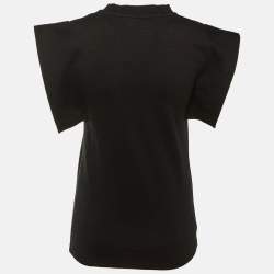 Pre Owned Isabel Marant Black Cotton Zelipa Structured Shoulder T-Shirt XS