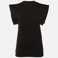 Pre Owned Isabel Marant Black Cotton Zelipa Structured Shoulder T-Shirt XS 