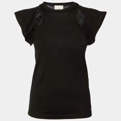 Pre Owned Isabel Marant Black Cotton Faly Cut-Out T-Shirt XS 