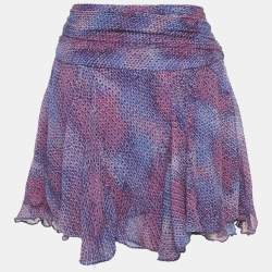 Pre Owned Isabel Marant Purple /Pink Printed Silk Wrap Mini Skirt M