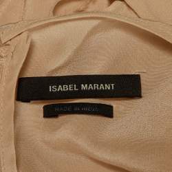 Pre Owned Isabel Marant Beige Silk Ruched Long Sleeve Top S