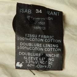 Pre Owned Isabel Marant Cream Checked Cotton Double Breasted Blazer S