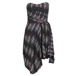 Pre Owned Isabel Marant Etoile Anouk Strapless Printed Silk Dress XS