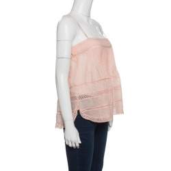 Isabel Marant Peach Pintucked Ramie Lace Trim Odelle Camisole M