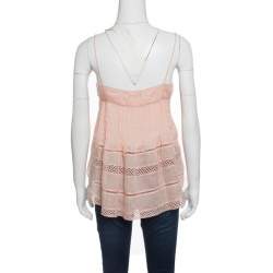 Isabel Marant Peach Pintucked Ramie Lace Trim Odelle Camisole M