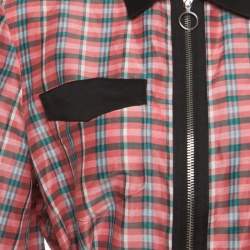 Pre Owned Isabel Marant Checked Ramie and Silk Contrast Trim Belted Mofira Shirt Dress M
