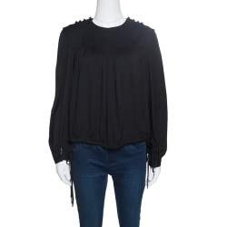 Isabel Marant Etoile Black Crepe Tie Detail Nathael Top S