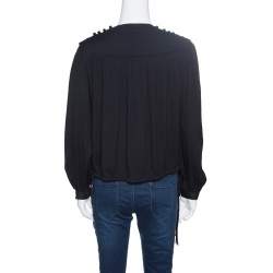 Isabel Marant Etoile Black Crepe Tie Detail Nathael Top S