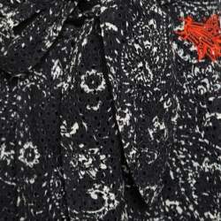 Pre Owned Isabel Marant Black and Red Eyelet Embroidered Cotton Nash Shorts M