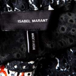Pre Owned Isabel Marant Black and Red Eyelet Embroidered Cotton Nash Shorts M