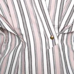 Pre Owned Isabel Marant Pink and White Striped Cotton Jacquard Wrap Front Silvia Shirt M