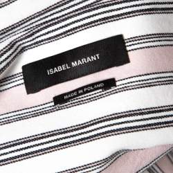 Pre Owned Isabel Marant Pink and White Striped Cotton Jacquard Wrap Front Silvia Shirt M