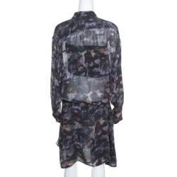 Isabel Marant Grey Printed Silk Belted Carla Dress M
