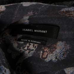 Isabel Marant Grey Printed Silk Belted Carla Dress M