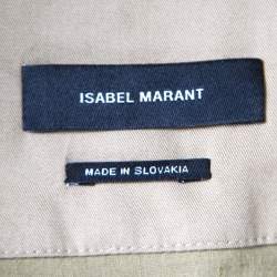 Pre Owned Isabel Marant Olive Green Linen Pegged Pocket Detail Faux Wrap Mini Skirt M