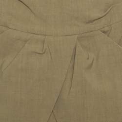 Pre Owned Isabel Marant Olive Green Linen Pegged Pocket Detail Faux Wrap Mini Skirt M