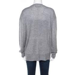 Pre Owned Isabel Marant Melange Grey Cashmere Silk V Neck Sweater M