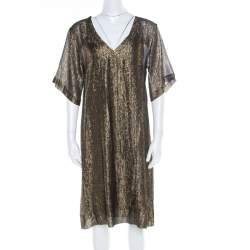 Isabel Marant Black and Gold Lurex Striped Sheer Tunic M