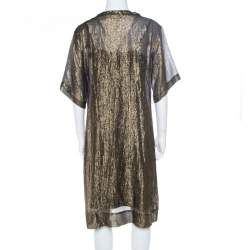Isabel Marant Black and Gold Lurex Striped Sheer Tunic M