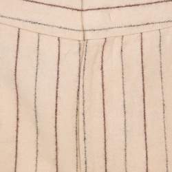 Isabel Marant Beige Striped Linen and Wool Flared Keroan Cropped Pants S