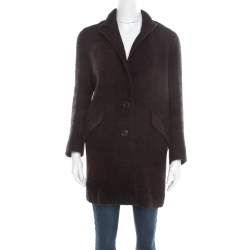 Isabel Marant Etoile Black and Burgundy Wool and Alpaca Textured Coat S