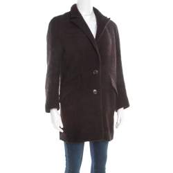 Isabel Marant Etoile Black and Burgundy Wool and Alpaca Textured Coat S