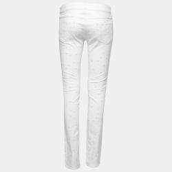 Pre Owned Isabel Marant Etoile White Dot Embroidered Denim Skinny Rumba Jeans M 