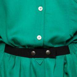 Pre Owned Isabel Marant Etoile Emerald Green Cotton Blend Belted Iban Shirt Dress S