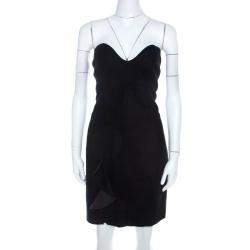 Isabel Marant Dark Grey Wool Ruffled Front Strapless Dress L
