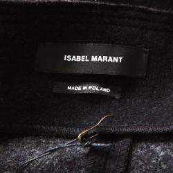 Isabel Marant Dark Grey Wool Ruffled Front Strapless Dress L