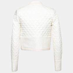 Isabel Marant Cream Jacquard Silk Quilted Structured Jacket S