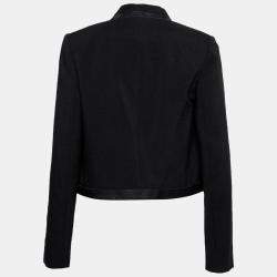 Isabel Marant Black Wool Satin Trim Jamet Cropped Jacket M