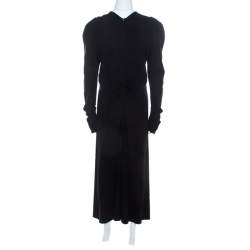 Pre Owned Isabel Marant Black Crepe Power Shoulder Abi Midi Dress L