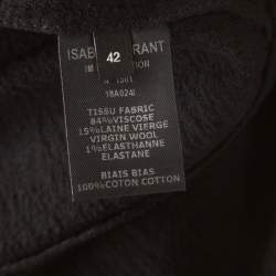 Pre Owned Isabel Marant Black Crepe Power Shoulder Abi Midi Dress L