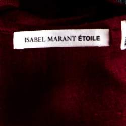 Isabel Marant Burnt Red Slub Silk Ruffled Trim Sidony Curved Hem Top M