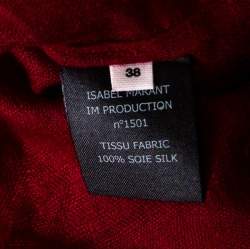Isabel Marant Burnt Red Slub Silk Ruffled Trim Sidony Curved Hem Top M