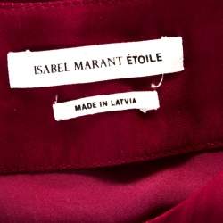 Pre Owned Isabel Marant Maroon Elasticized Waist Cap Sleeve Midi Dress M