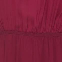 Pre Owned Isabel Marant Maroon Elasticized Waist Cap Sleeve Midi Dress M