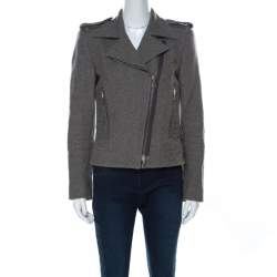Isabel Marant Grey Wool Giovan Biker Jacket S