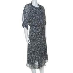 Pre Owned Isabel Marant Multicolor Printed Chiffon High Neck Dress M