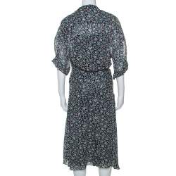Pre Owned Isabel Marant Multicolor Printed Chiffon High Neck Dress M