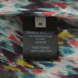 Pre Owned Isabel Marant Multicolor Printed Silk Ruffled Sleeve Top M