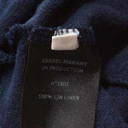 Pre Owned Isabel Marant Navy Blue Moby Logo Printed Linen T-shirt M