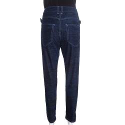 Isabel Marant Étoile Dark Blue Tiger Striped Corduroy Cropped Trousers L
