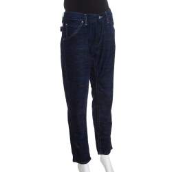 Isabel Marant Étoile Dark Blue Tiger Striped Corduroy Cropped Trousers L