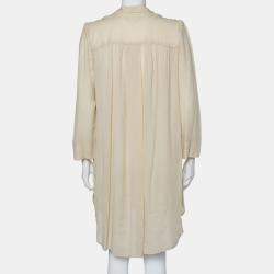 Isabel Marant Ecru Voile Button Front Rivera Shift Dress M