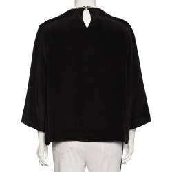 Pre Owned Isabel Marant Black Silk Embroidered Roma Top L