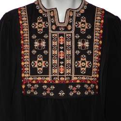 Pre Owned Isabel Marant Black Silk Embroidered Roma Top L